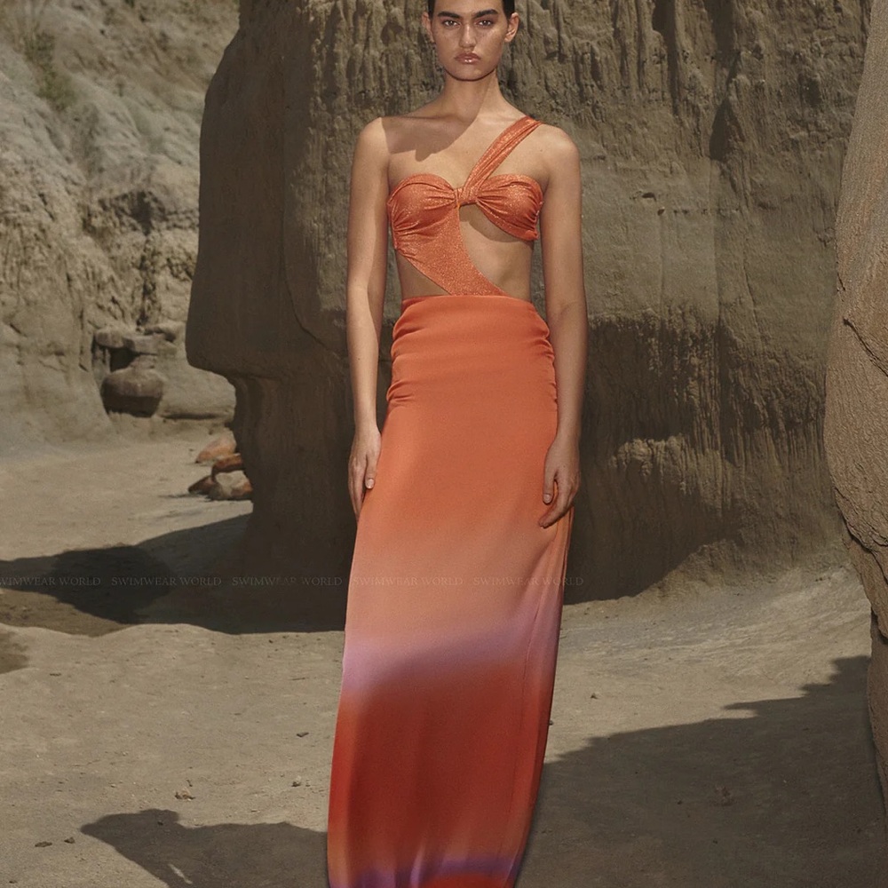 Baobab Leah Orange and Purple Gradient Maxi Skirt